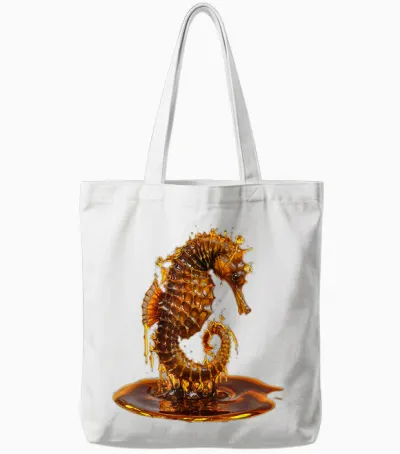 Seahorse Men Women Aesthetic Gold Honey Seahorse Tote Bags - White