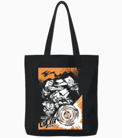 Sonic the Hedgehog Chaotix Casefiles Main Art Tote Bags - Black