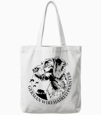 German Wirehaired Pointer Portrait Dog Mom Hound Tote Bags - White