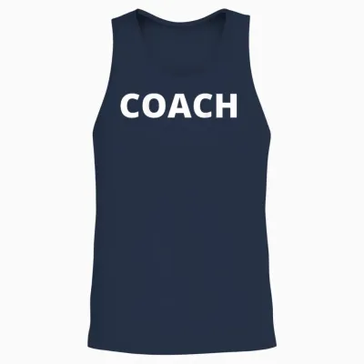 Coach Trainer Back T-Shirt, Black Unisex Tank Top - Navy