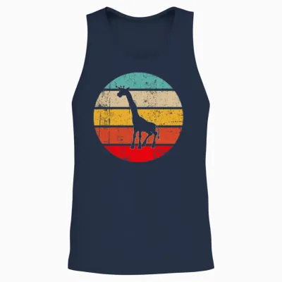 Giraffe Retro Unisex Tank Top - Navy