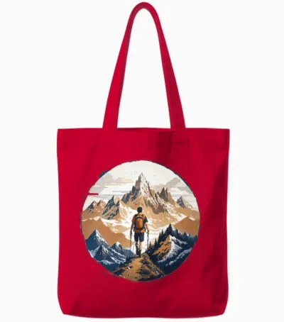 Man Hiking with Dog Tote Bags - Red