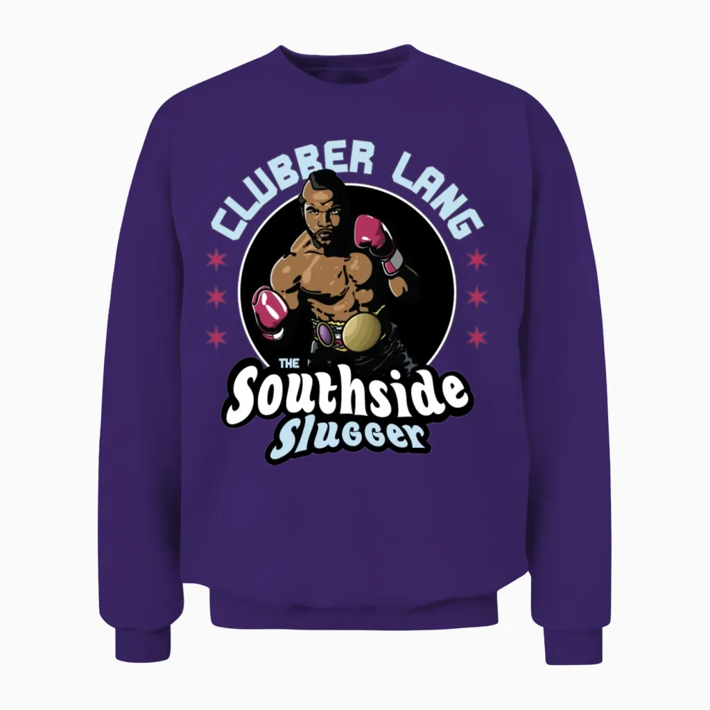 Clubber Lang Southside Slugger Unisex Sweatshirt in Purple