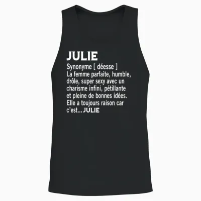 Woman Humour Gift Personalized Name Julie Definition T-Shirt, Black, Female X-Small Unisex Tank Top - Black