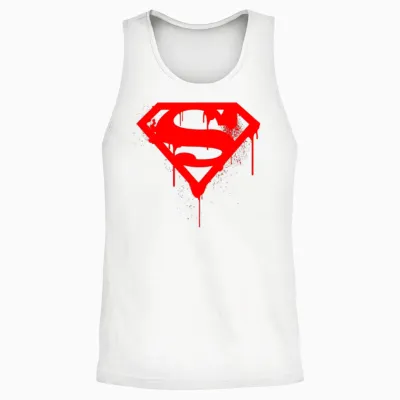 Dc Superman Logo Doomsday Red Graffiti Unisex Tank Top - White