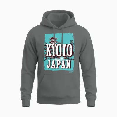 Kyoto Pagoda Retro Unisex Hoodie - Graphite Heather