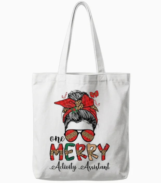 Activity Assistant Christmas Activity Professional Tote Bags in White
