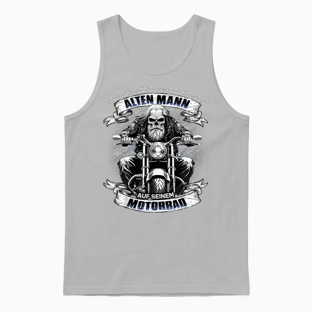 Unterschätze Niemals Einen Alten Mann Auf Seinem Motorrad Unisex Tank Top in Ash