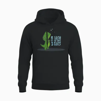 Reach for the Stars Dino Unisex Hoodie - Black