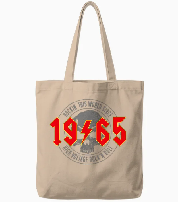 Rock and Roll Heavy Metal 1965 Jahrgang Geburtstags Tote Bags in Natural