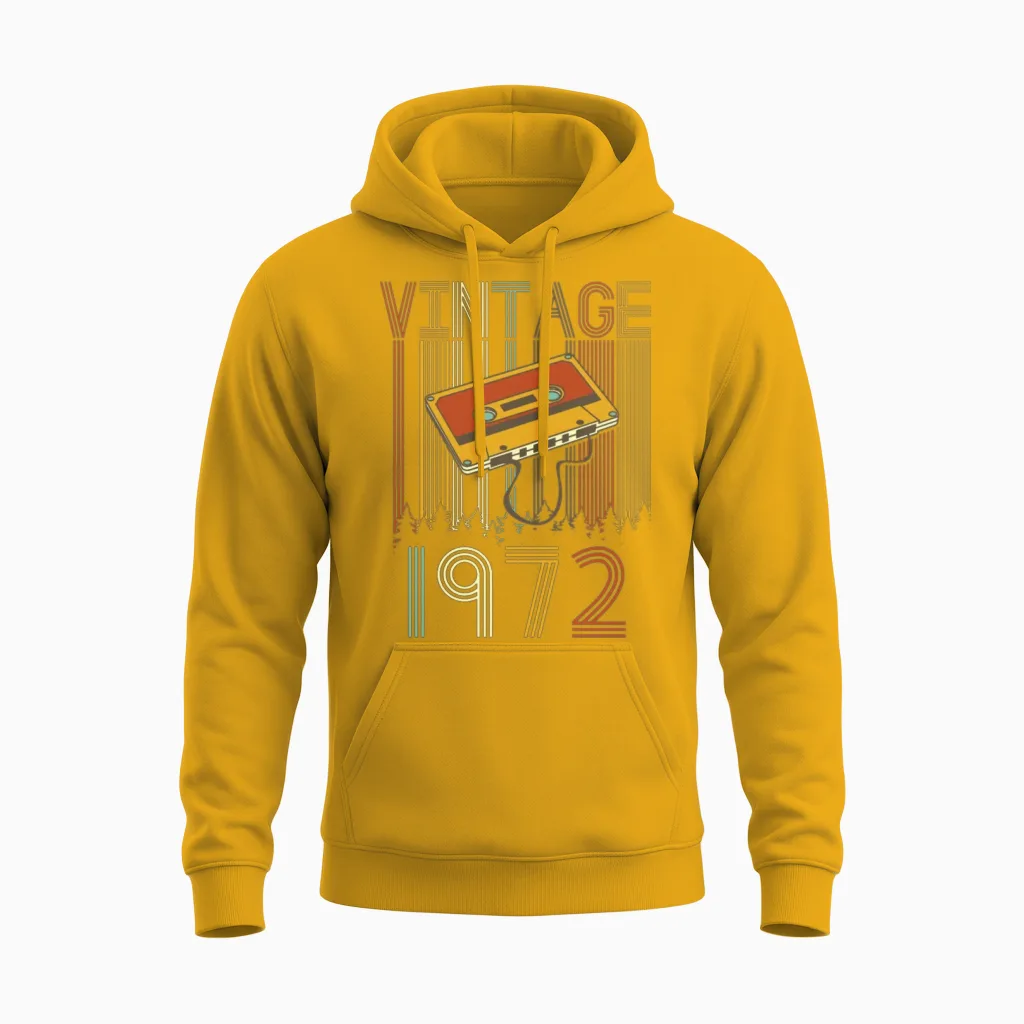 Vintage 1972 Retro Unisex Hoodie in Gold