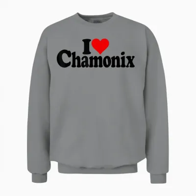 I Love Heart Chamonix French Alps Mont Blanc France T-Shirt, White, S Unisex Sweatshirt - Sport Grey