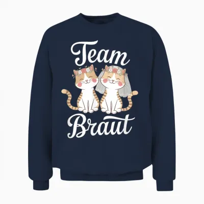 Team Braut Lustiges Katzen Jga Hochzeit Unisex Sweatshirt - Navy