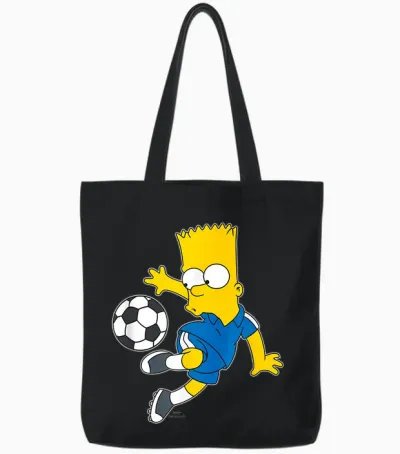 The Simpsons Bart Simpson Soccer Ball Kick Up Tote Bags - Black
