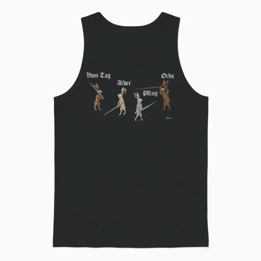 Medieval Rabbits in the 4 Huts T-Shirt, Black Unisex Tank Top in Black