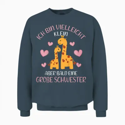 Ich Bin Bald Eine Große Schwester 2026 Giraffe Girls' Unisex Sweatshirt - Dark Heather