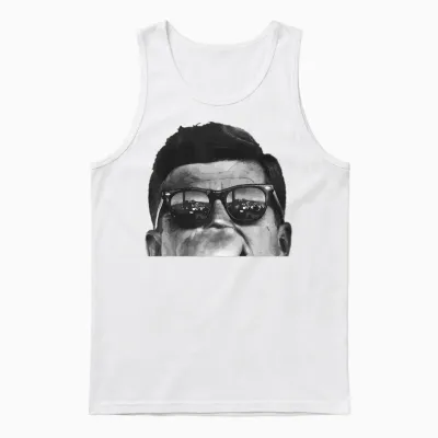 Jfk John F Kennedy with Sunglasses T-Shirt, Black Unisex Tank Top - White