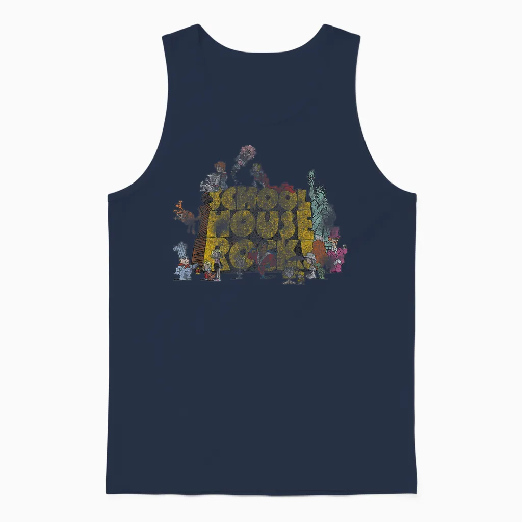 Schoolhouse Rock Classic Cartoon Show Logo Vintage Cartoon Unisex Tank Top in Navy