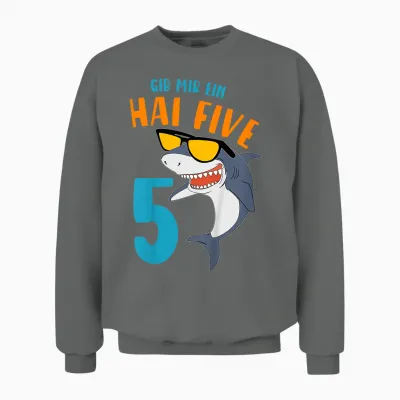 Children's Birthday Shirt 5 Years Gib Mir Hai Five Boy 5th Birthday T-Shirt, Black Unisex Sweatshirt - Graphite Heather