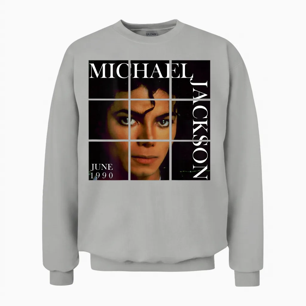 Mj-016 Back Printed T-Shirt, Black Unisex Sweatshirt in Ash