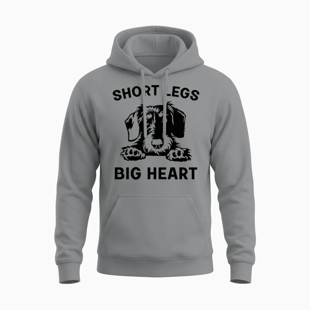 Drôle Teckel à Poil Dur Jambes Courtes Grand Coeur T-Shirt Haut De Gamme Unisex Hoodie in Sport Grey