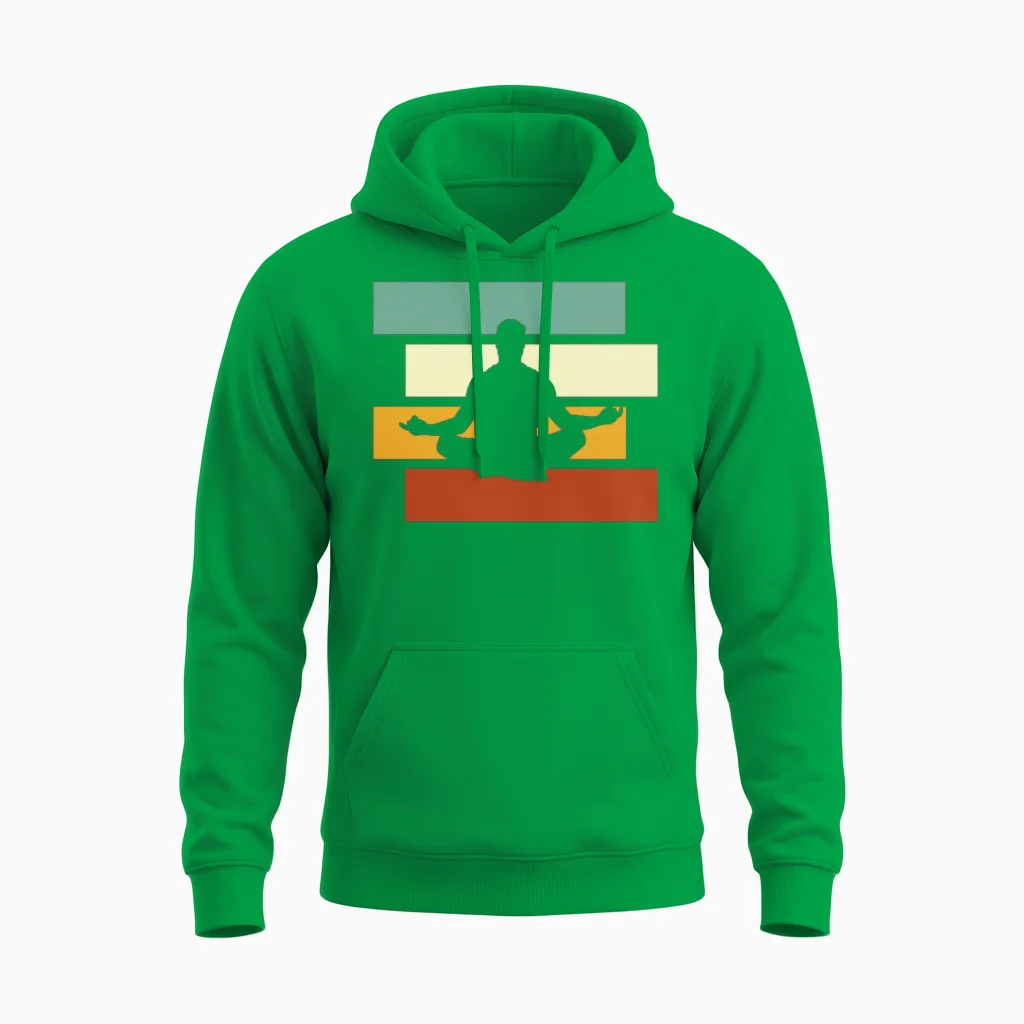 Meditation Retro Unisex Hoodie in Irish Green