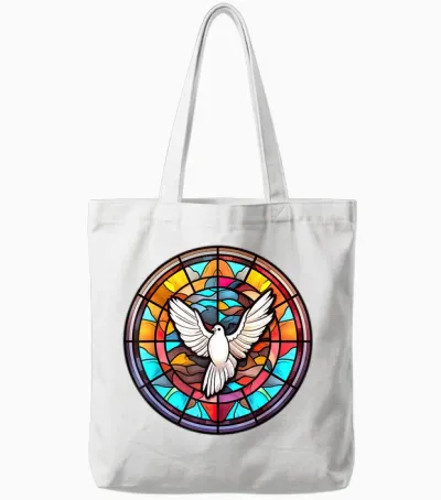 Heiliger Geist Taube Lob Jesus Heiliger Geist in Buntglas Tote Bags - White