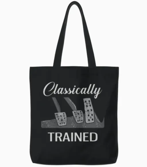 Classically Trained Funny Manual Transmission Tote Bags - Black