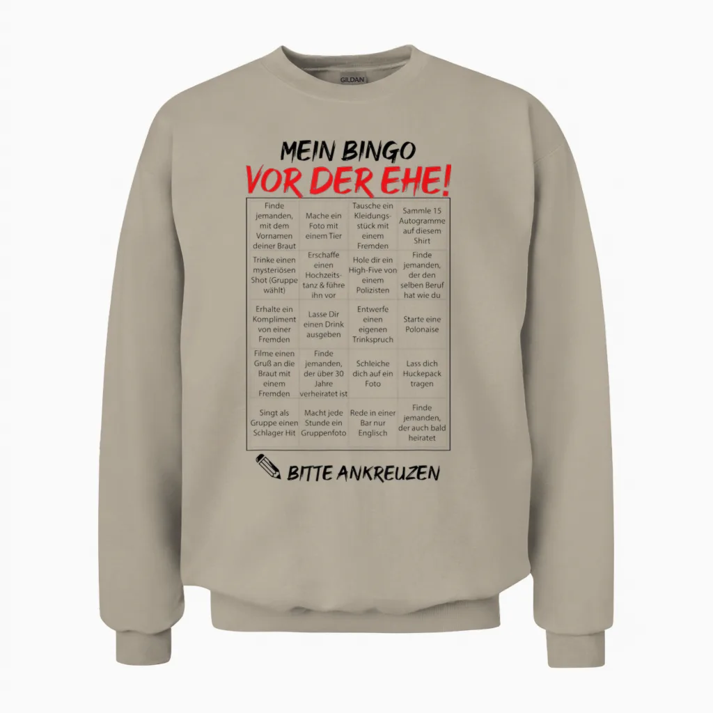 Jga Bingo Men's Groom Party Task Wedding T-Shirt T-Shirt, White, S Unisex Sweatshirt in Sand