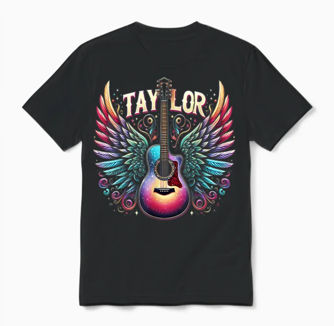 Girl Retro Taylor Custom Name Groovy 80s T-Shirt, Black, S Unisex T-Shirt in Black