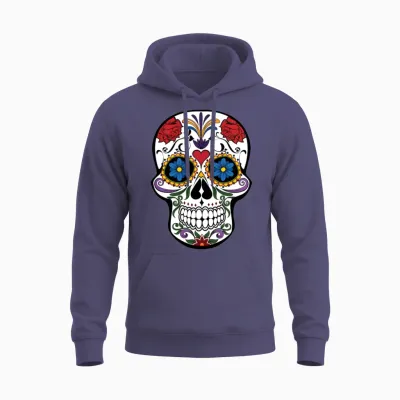 Sugar Skull Unisex Hoodie - Heather Sport Dark Navy
