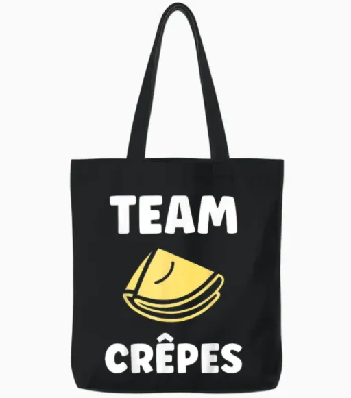 Food Quote Humor Crepe Team Crepes T-Shirt, Black, S Tote Bags - Black