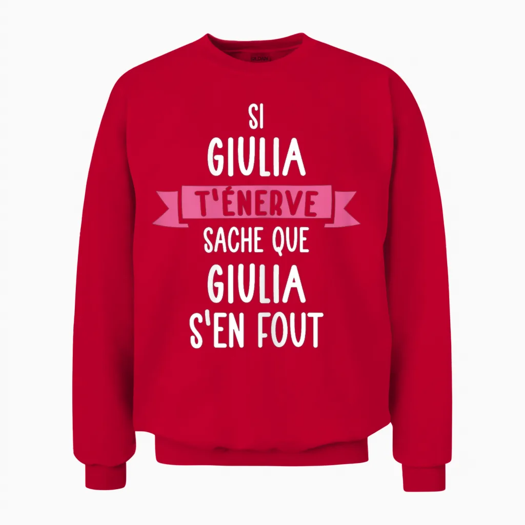 Gift Woman Humour Name Personalized Giulia Unisex Sweatshirt in Red