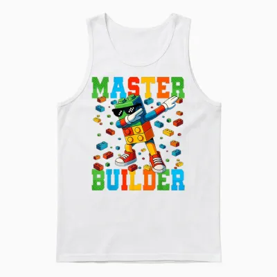 Dabbing Blocks Bricks Building Master Builder Kids Boys Unisex Tank Top - White