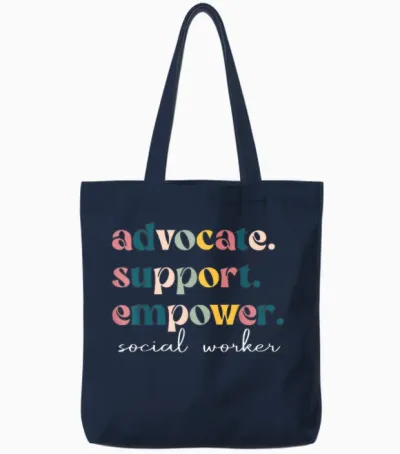Advocate Support Empower Cute Social Worker Graduation Msw Tote Bags - Navy