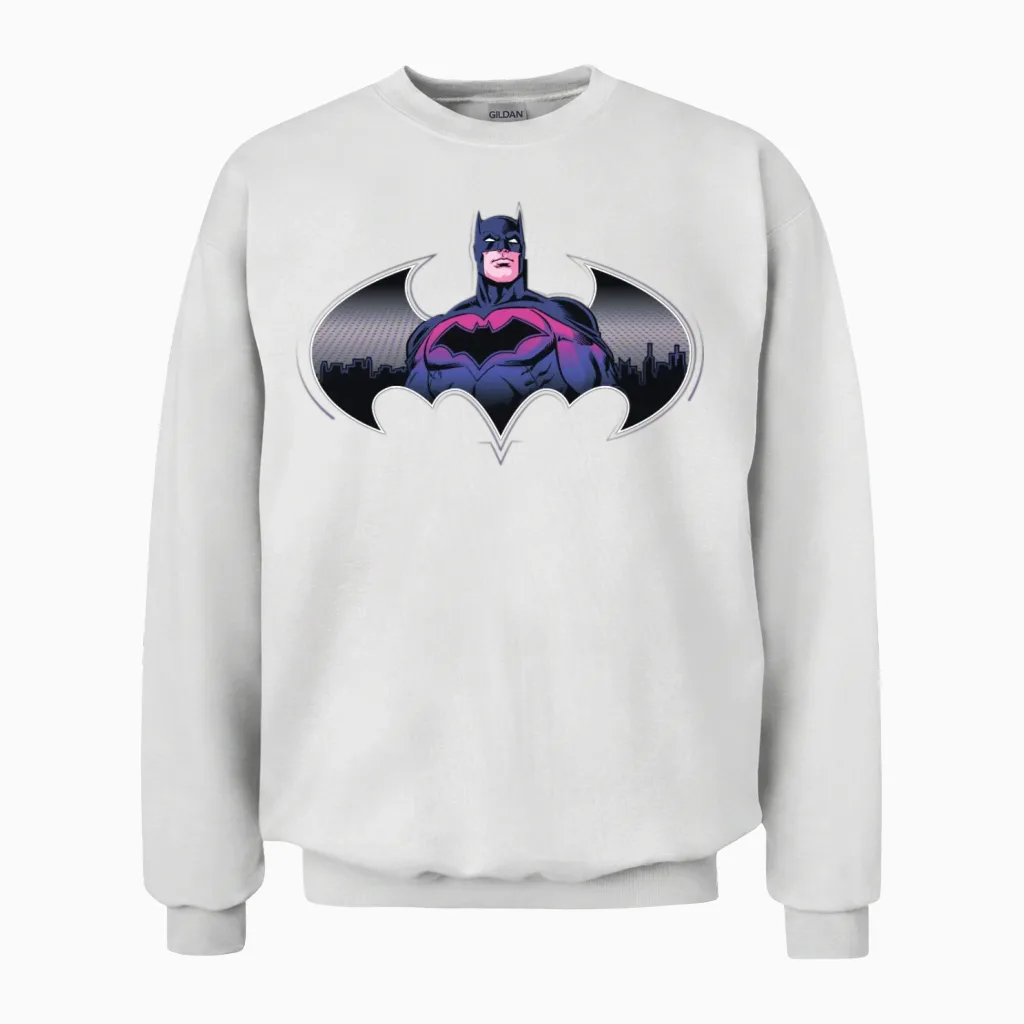 Batman Cool Design with Logo and Pink Suit Unisex Sweatshirt in White