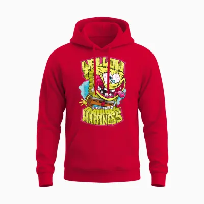Sponge Bob - Squarepants Yellow Is the Color of Happiness T-Shirt, Black, S Unisex Hoodie - Red
