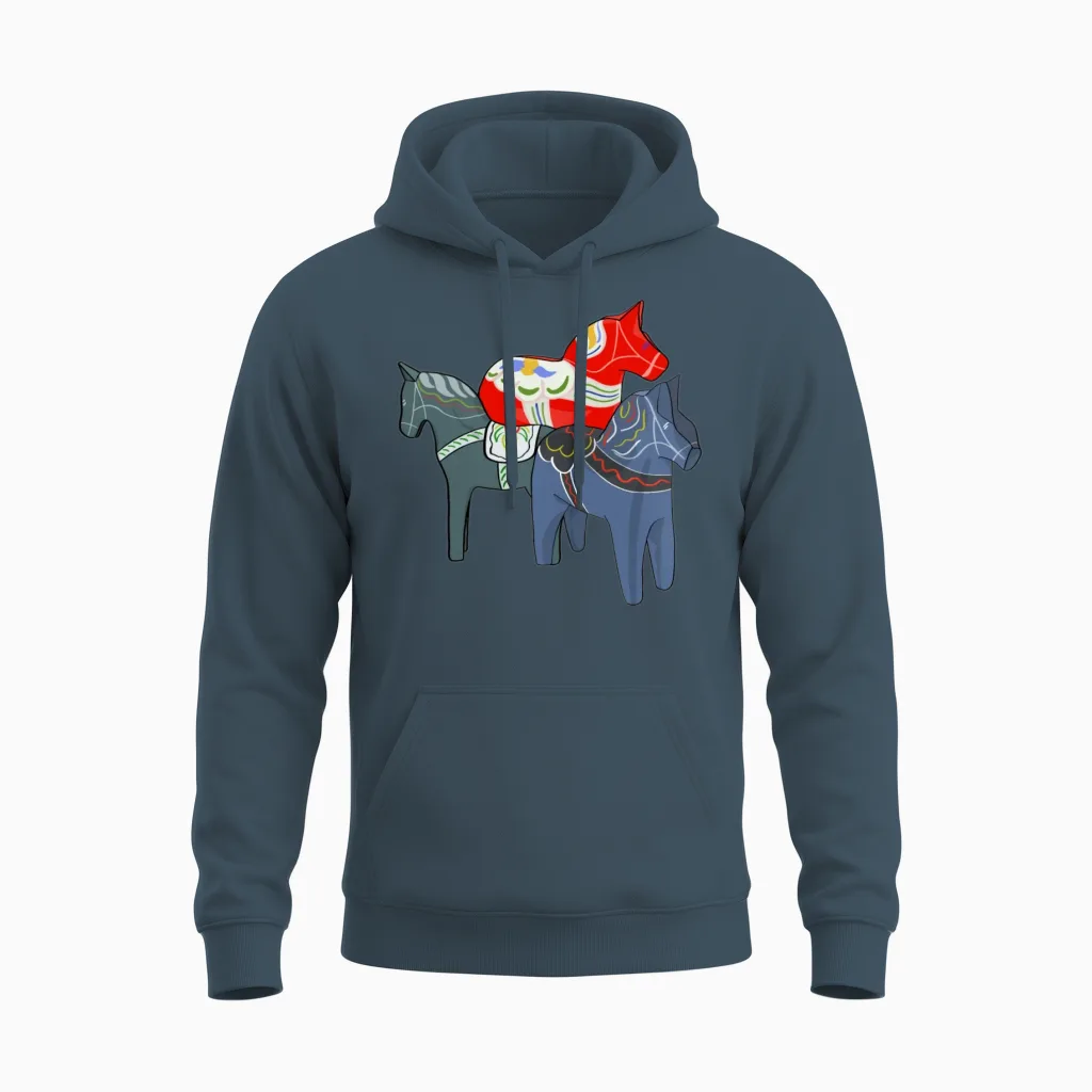 Dala Horses Horse Lovers Gift Unisex Hoodie in Dark Heather