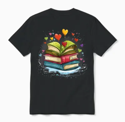 Bunte Bücher Damen Liebe Bücher Aquarell Booklover Unisex T-Shirt - Black