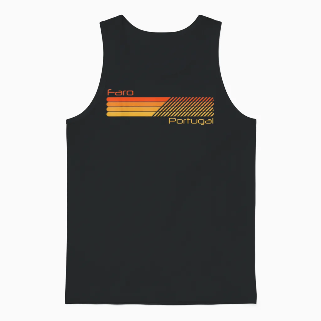Rétro Faro Portugal Unisex Tank Top in Black