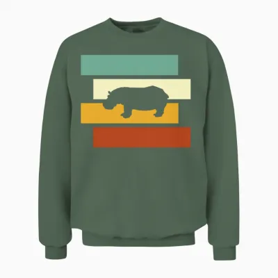 Hippo Retro Unisex Sweatshirt - Military Green