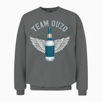 Ouzo Greece Schnapps Team Ouzo T-Shirt, Black Unisex Sweatshirt - Graphite Heather