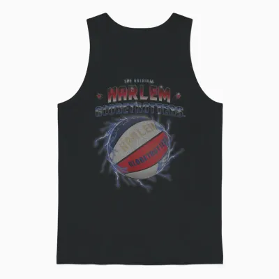 Harlem Globetrotters Basketball Chrome Logo with Lightning Unisex Tank Top - Black