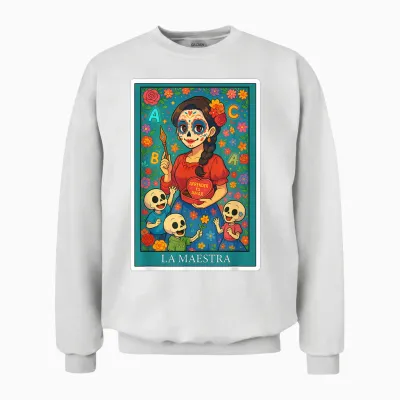 La Maestra | Spanish-Mexican Bingo Card Funny Gifts Unisex Sweatshirt - White