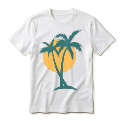Retro Sunset Palm Tree Unisex T-Shirt - White