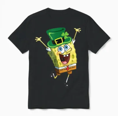 Mademark X Spongebob Squarepants - Spongebob Squarepants St Patricks Day Unisex T-Shirt - Black