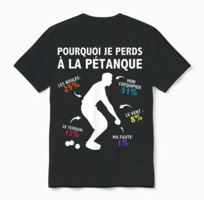 Why I Lose at La Pétanque Humor Statistics Unisex T-Shirt - Black