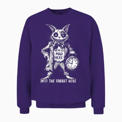 Scary Cheshire Cat in Wonderland Horror Unisex Sweatshirt - Purple