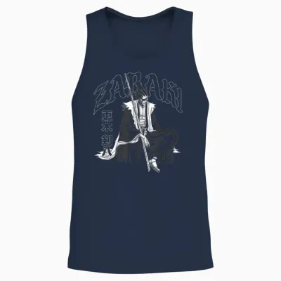 Bleach Zabaki Gothic Print Anime Unisex Tank Top - Navy