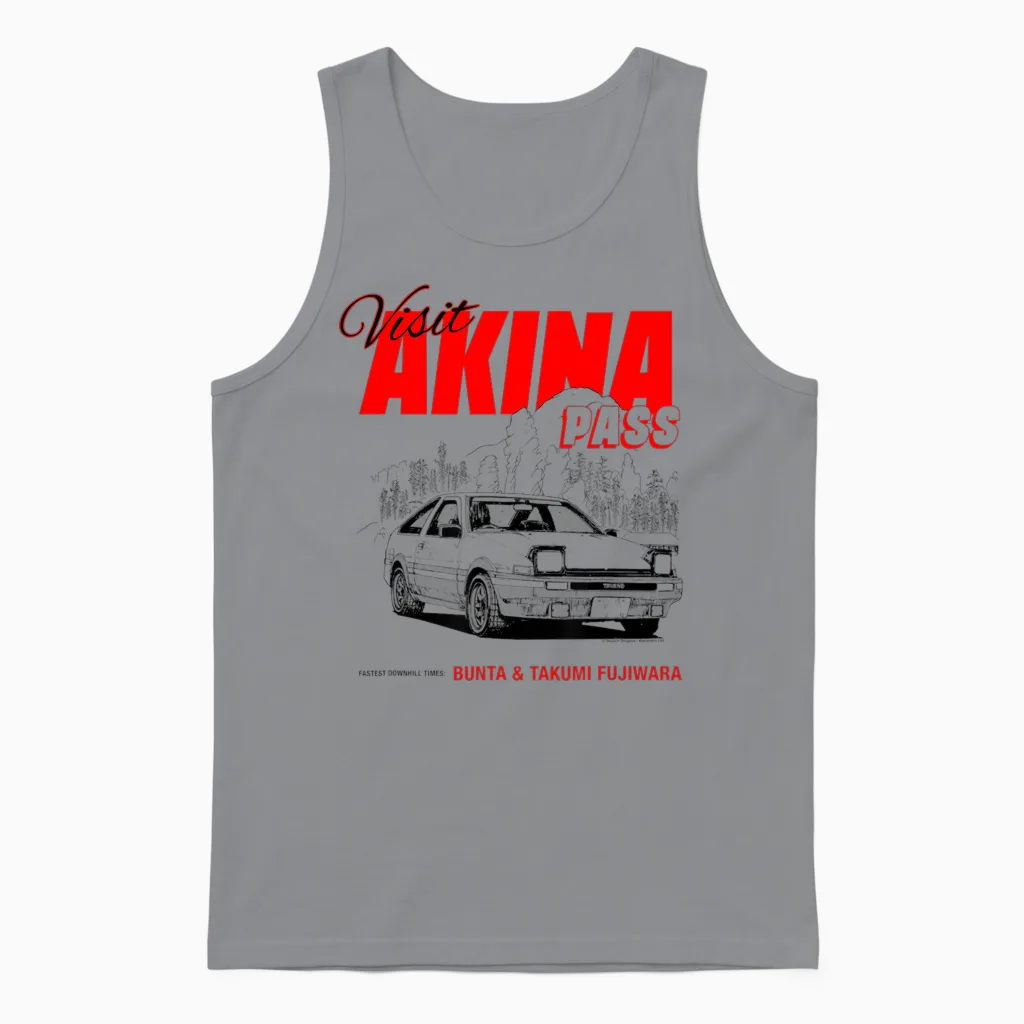 Initial D Visit Akina Pass Illustrated Postcard Racing Manga Unisex Tank Top in Sport Grey
